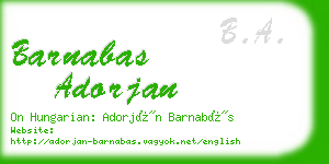 barnabas adorjan business card